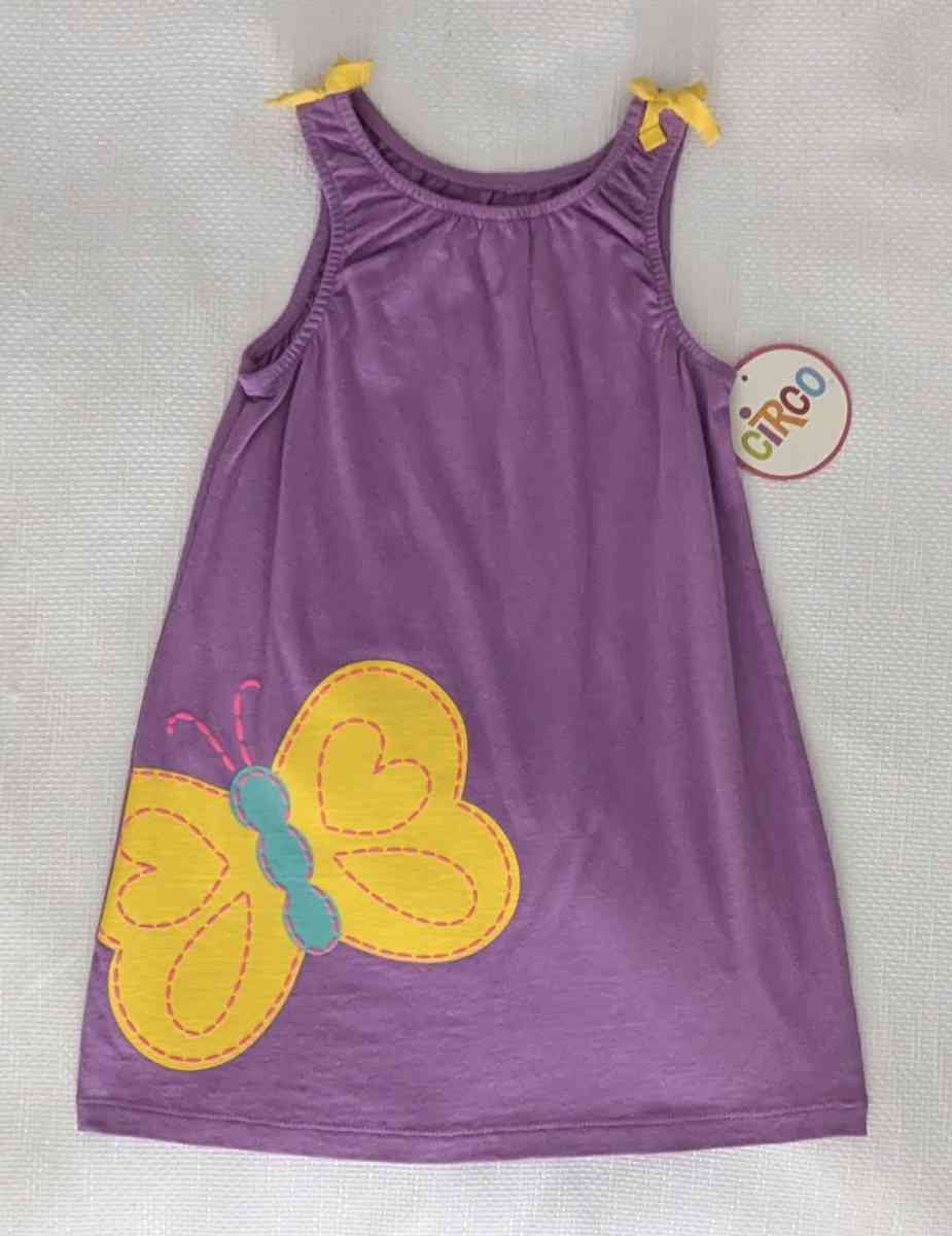 Vibrant Girls Sleeveless Dress With Butterfly Print