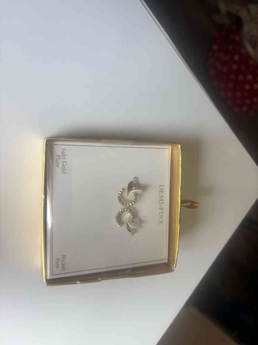 Diamond 14 karat gold plated earrings