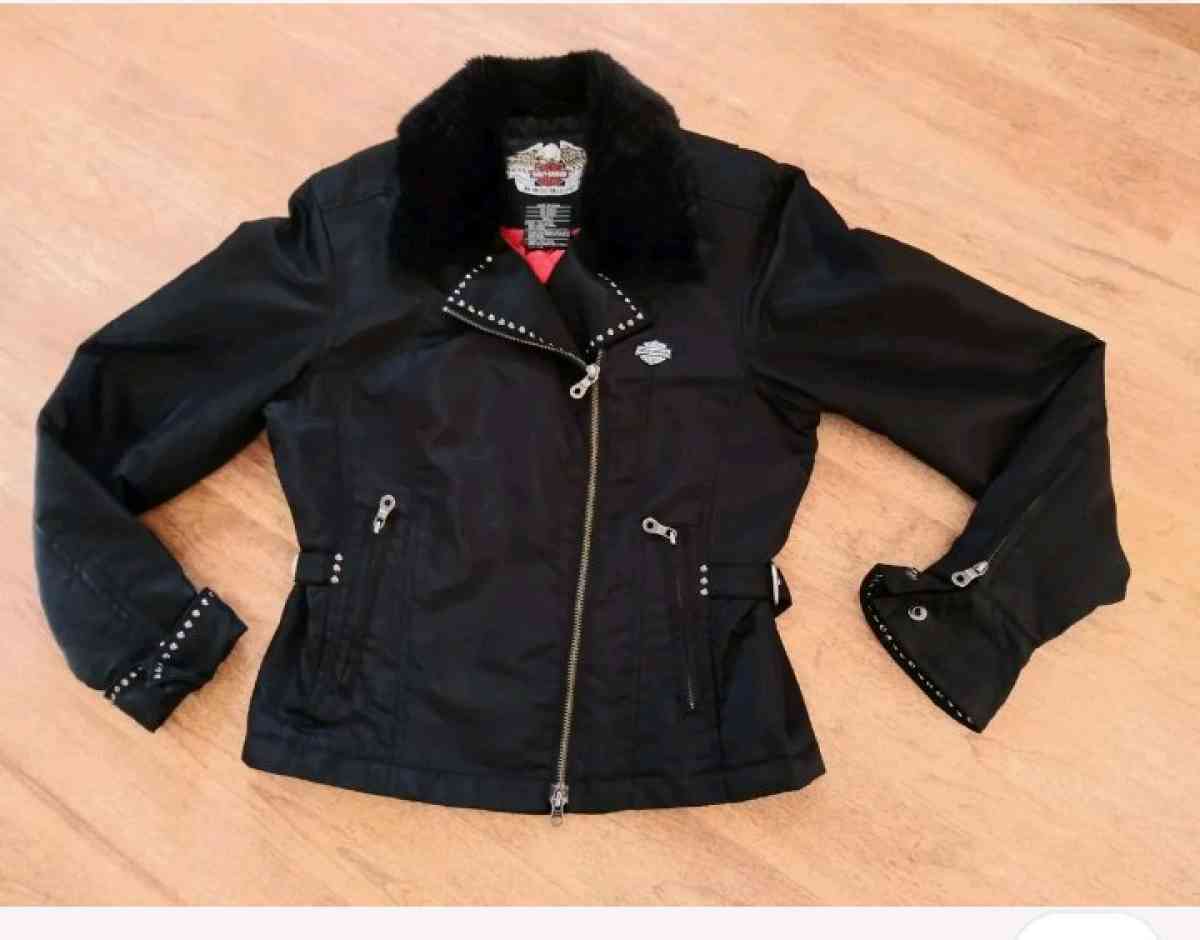 Harley Davidson Jacket Faux Fur Collar Size S