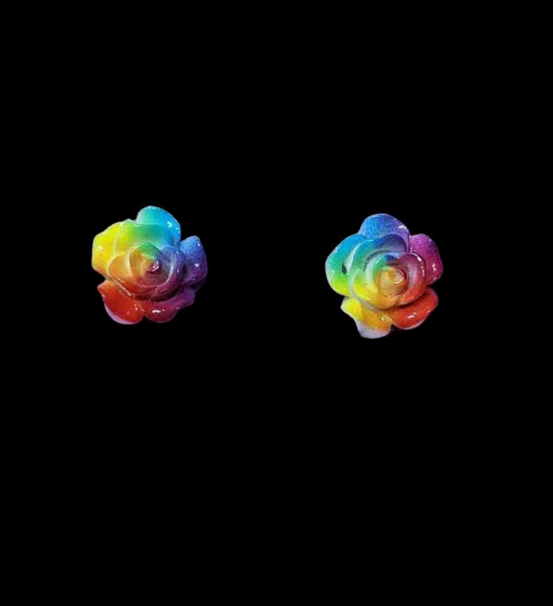 rainbow rose earrings
