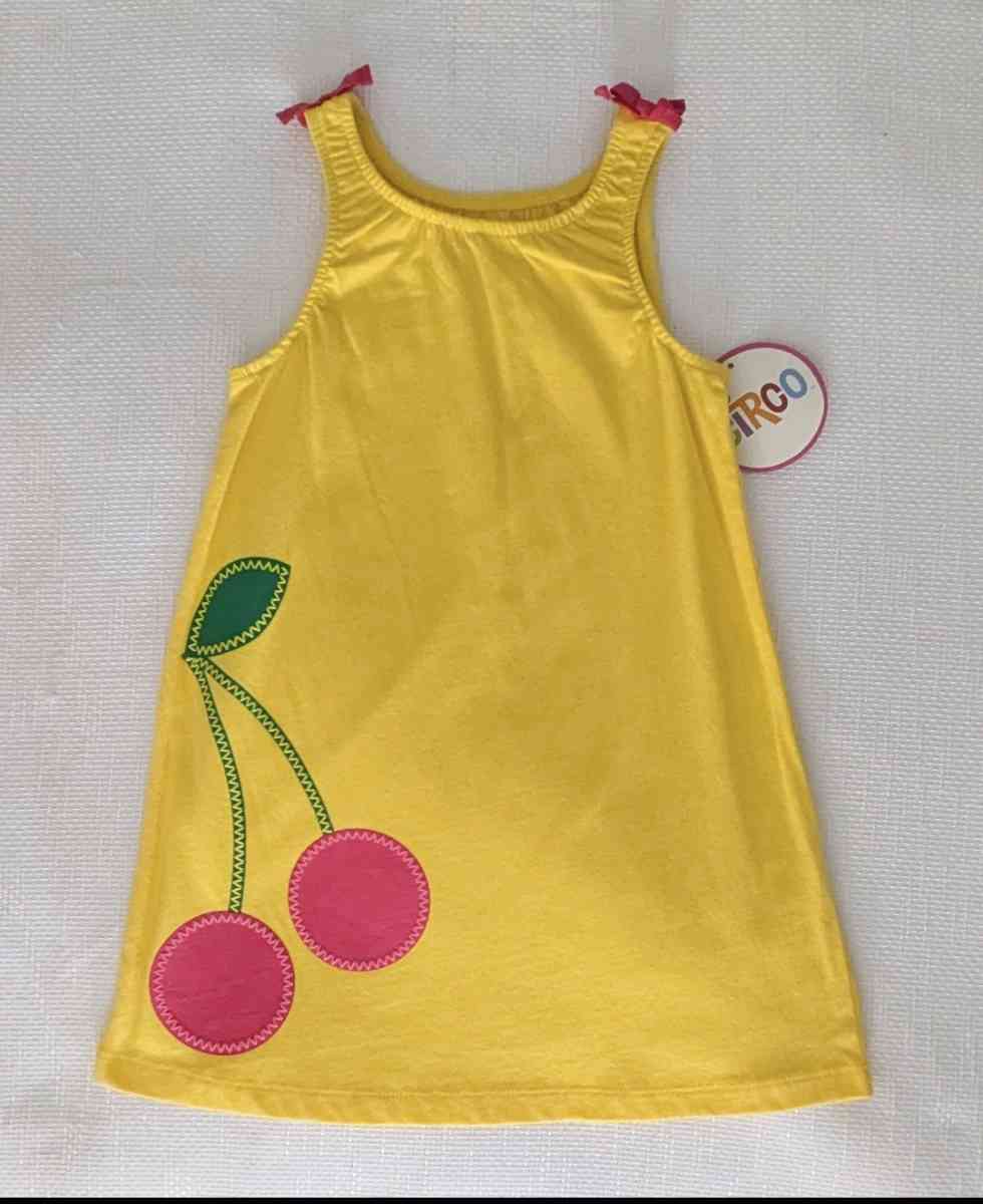 Vibrant Girls Sleeveless Dress With Cherries Print