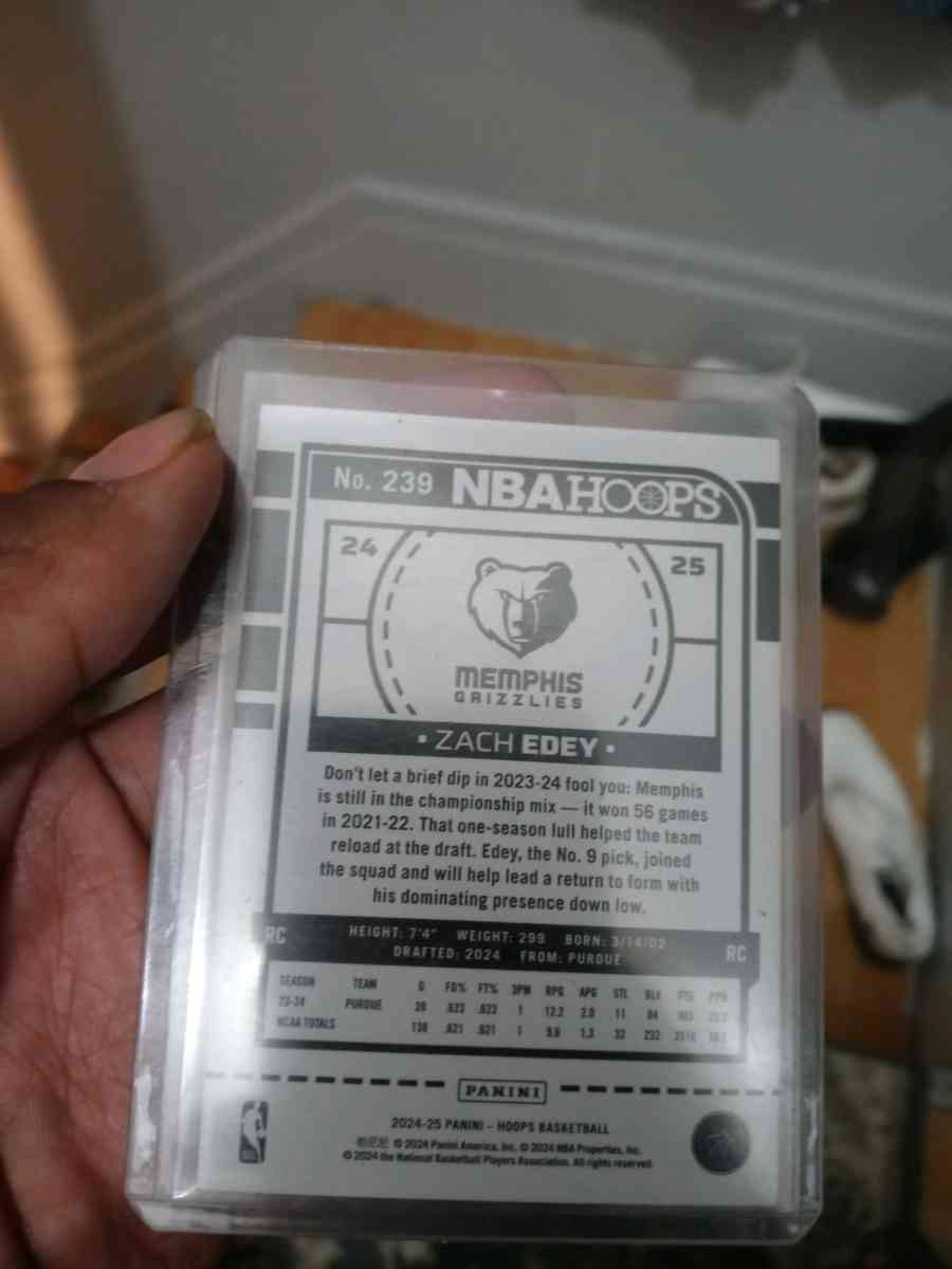 zach edey rookie card in purple