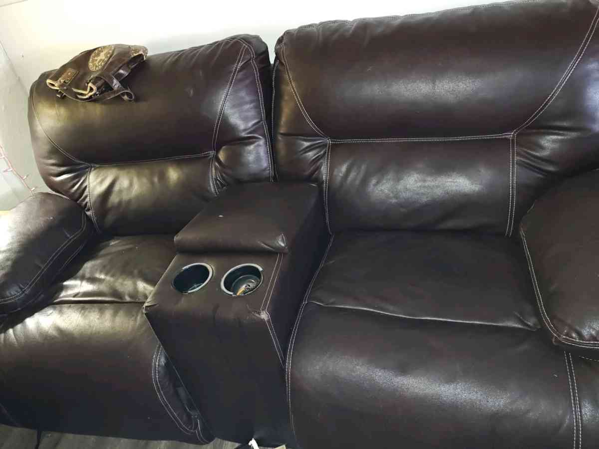 nice like new leather electric reclining couch