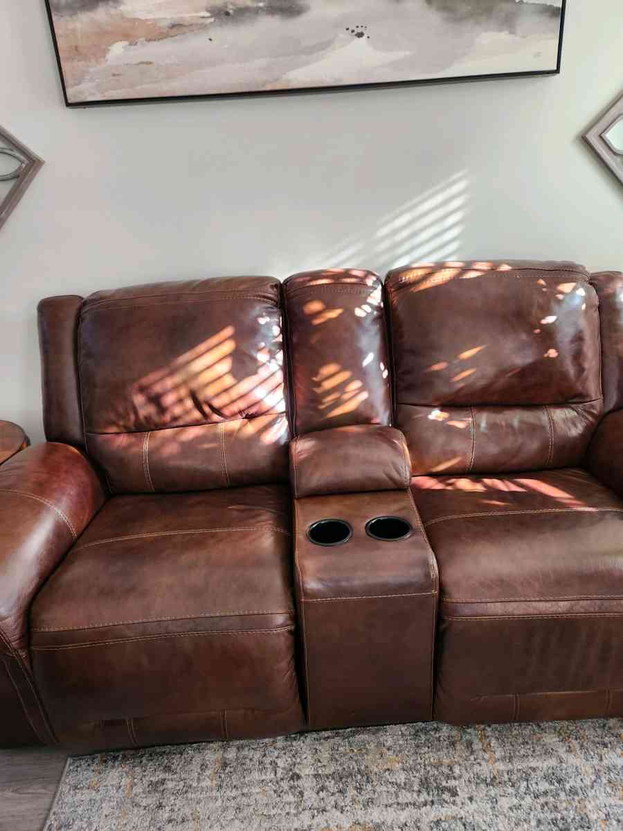 2 piece leather electric reclining sofas