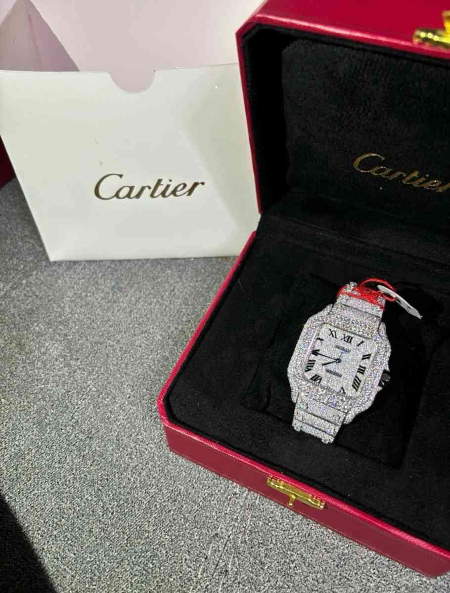 Cartier Diamond Santos Fashion Wrist Watch VVS Quality With