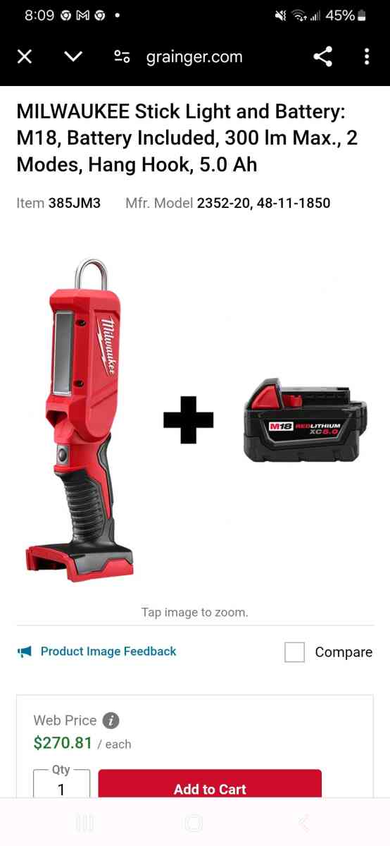 Milwaukee LED stick light and mat read the xc40