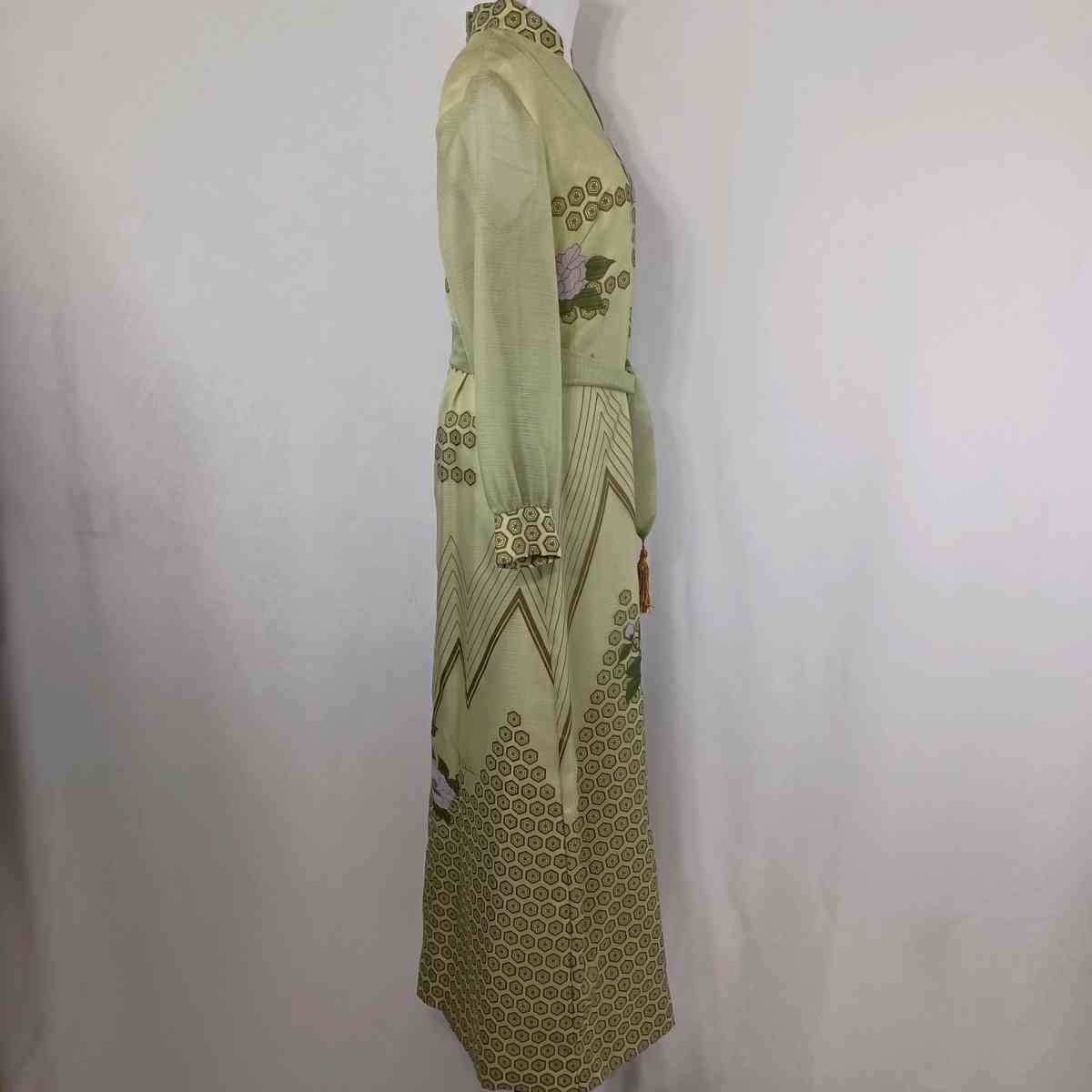 Vintage Alfred Shaheen Womens Green Floral Maxi Dress sz 14