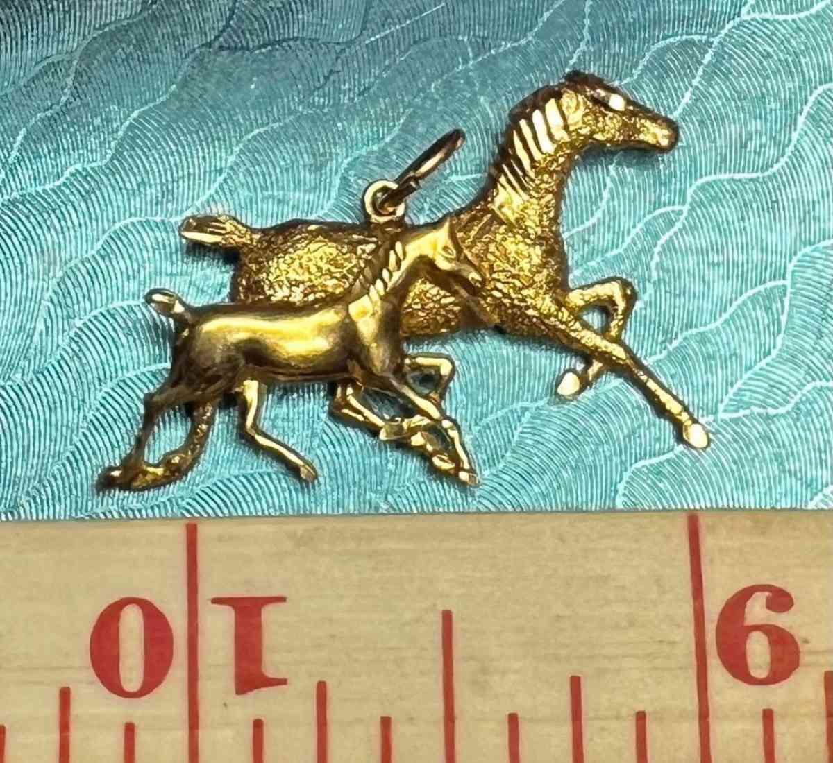 14K Gold Horse And Pony Pendant