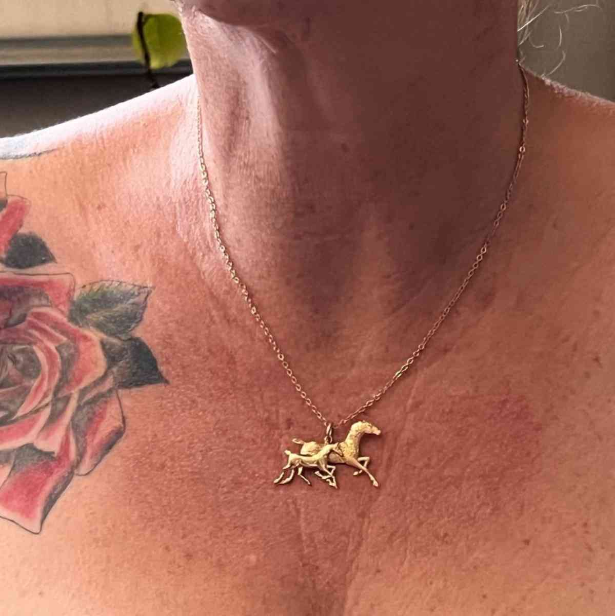 14K Gold Horse And Pony Pendant