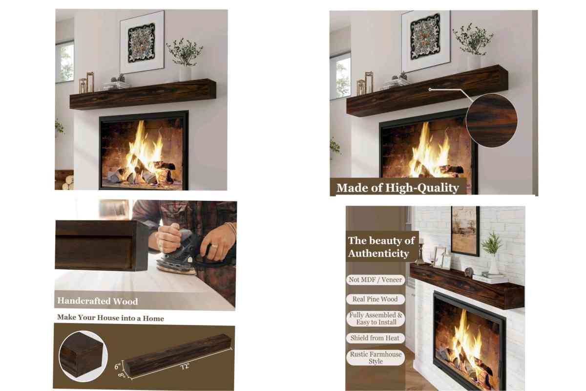 NEW IN BOX Fireplace Mantel 72 floating shelves