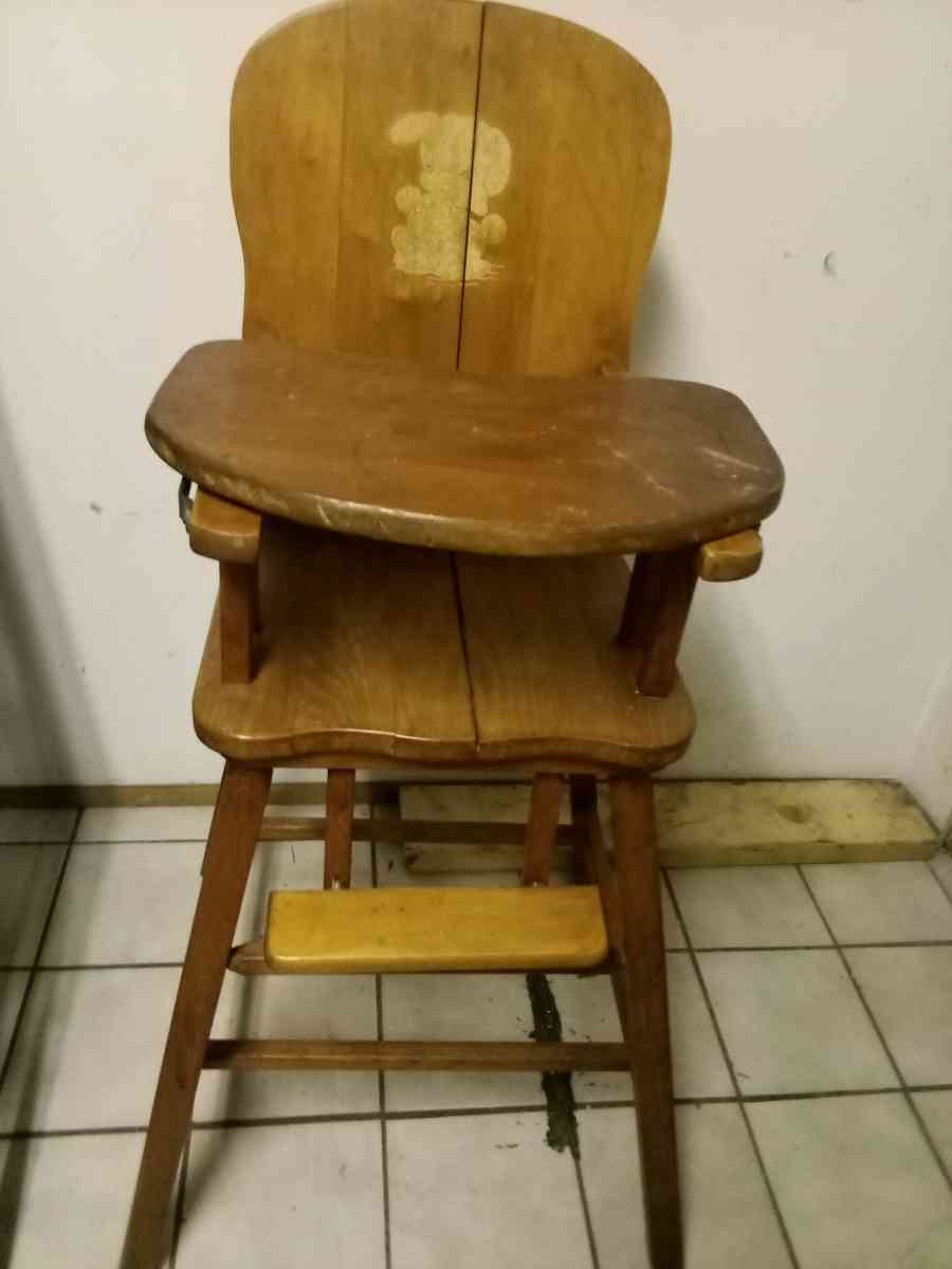 Early solid wood high chair
