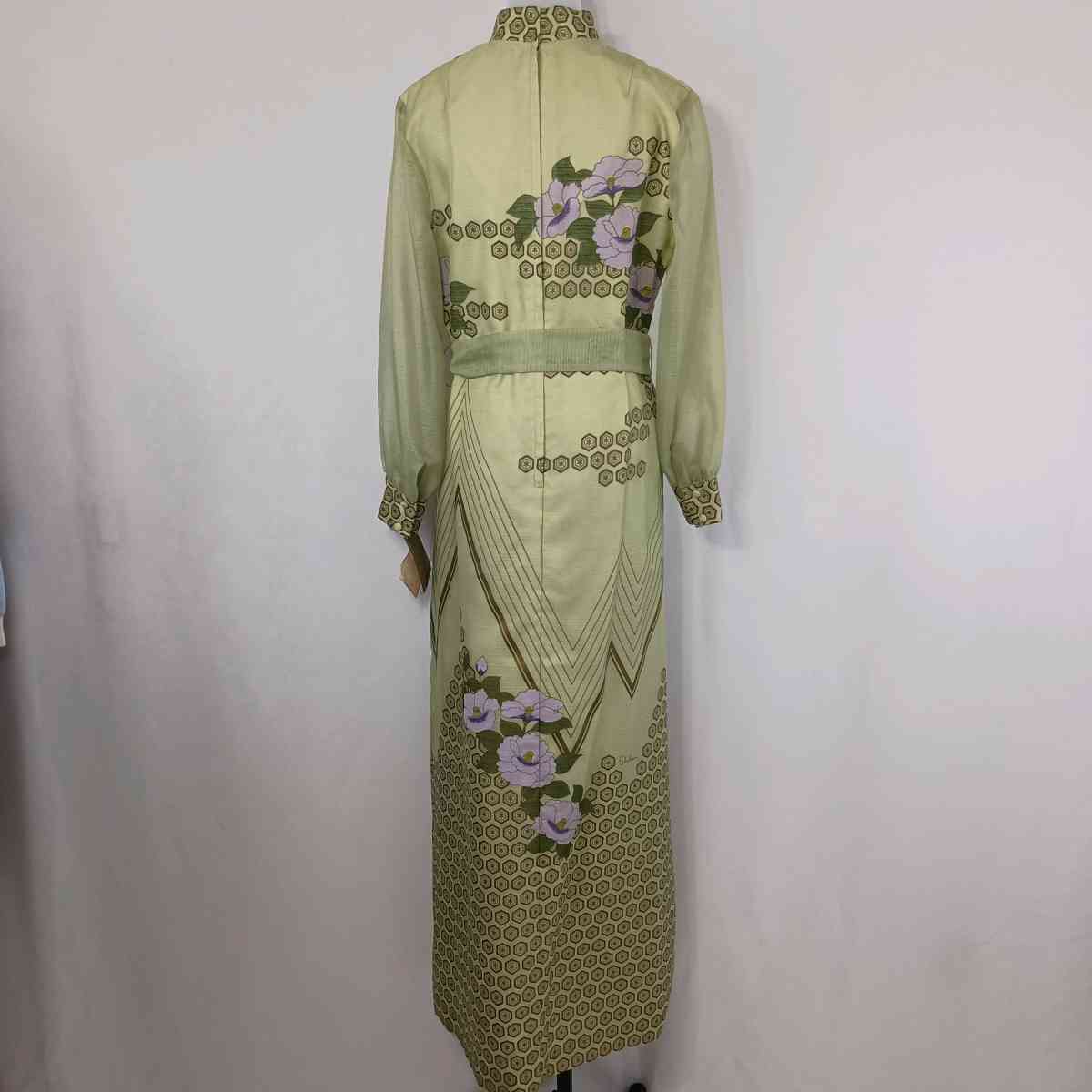 Vintage Alfred Shaheen Womens Green Floral Maxi Dress sz 14