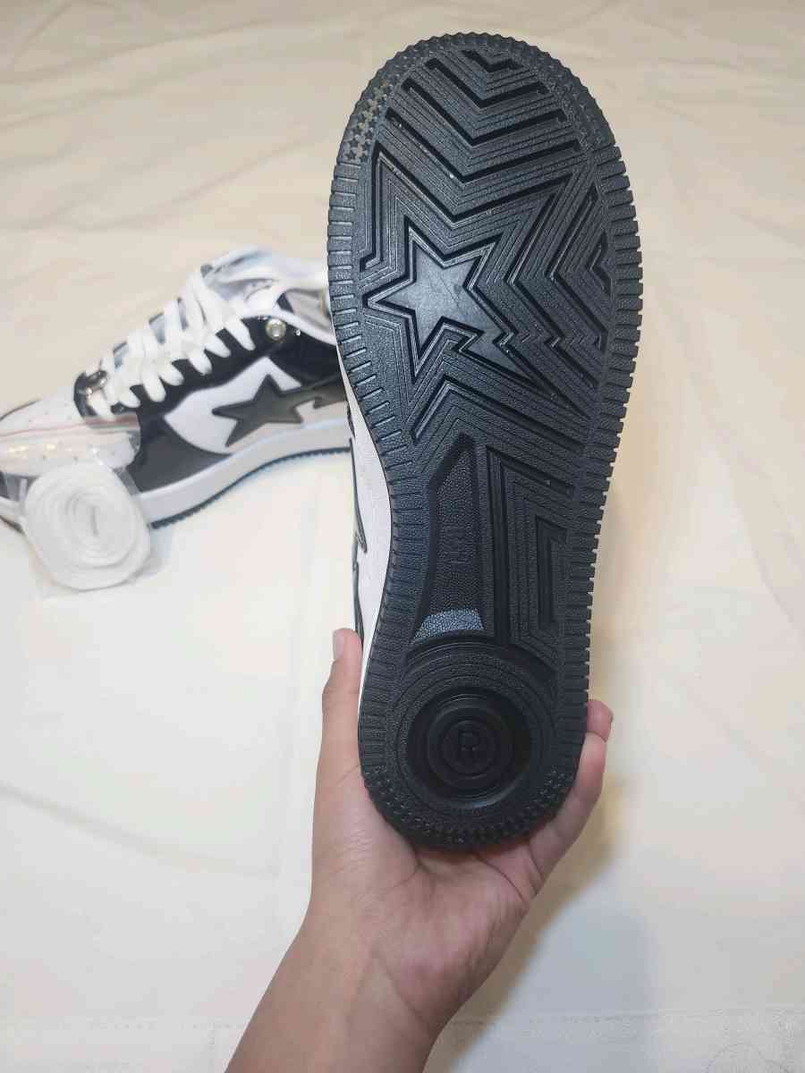 Man Bape Sta Patent Leather Black White Shoes