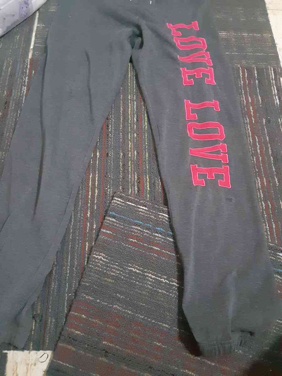 Grey SweatPants with LOVE printed in Pink
