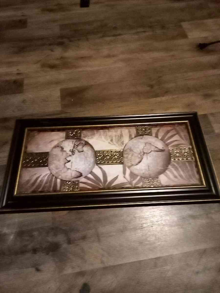 framed picture with double globes