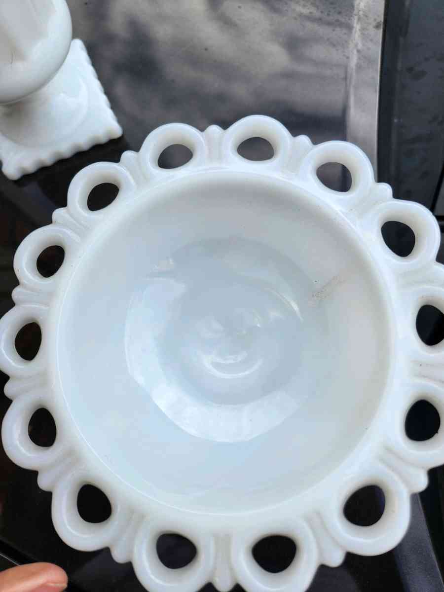 vantage white milk glass at least 50 years old