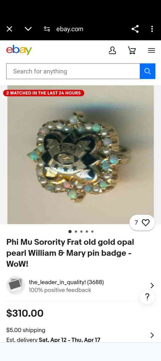 10kt gold Sorority pin