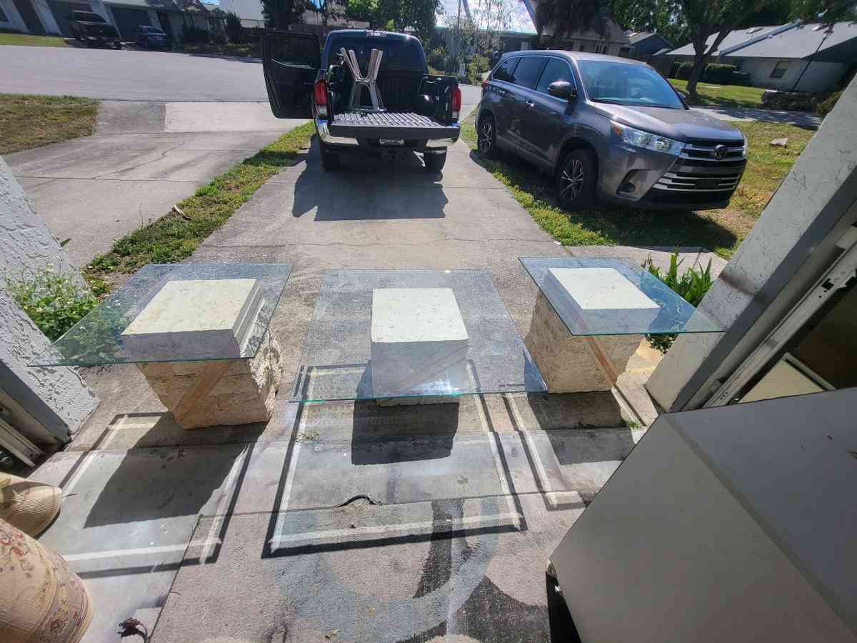 Postmodern Tessellated Mactan Stone Console Table w Polished