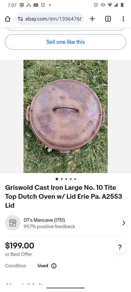 griswold tite top dutch oven 833 patent No 8
