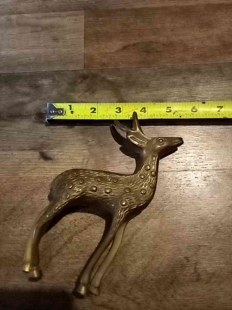 vintage brass deer head up four inches
