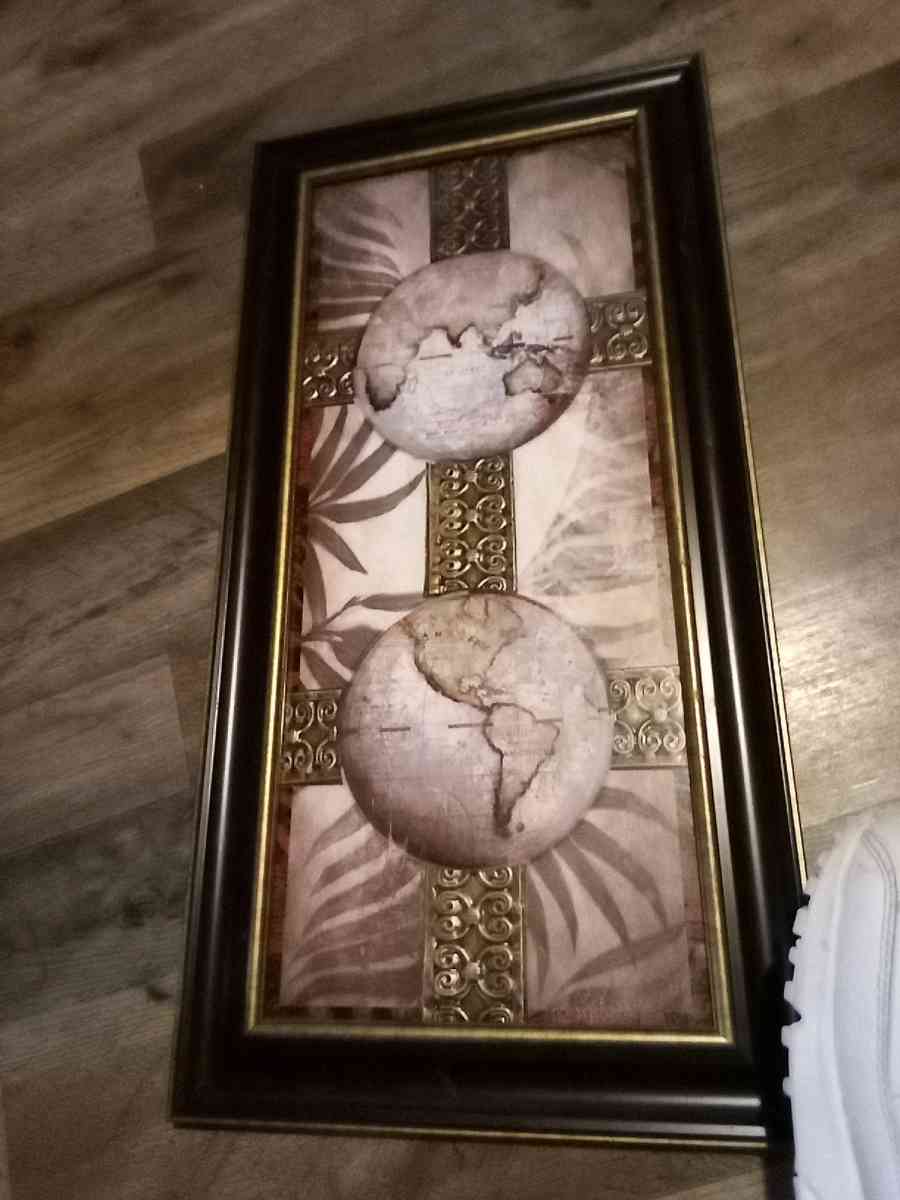 framed picture with double globes