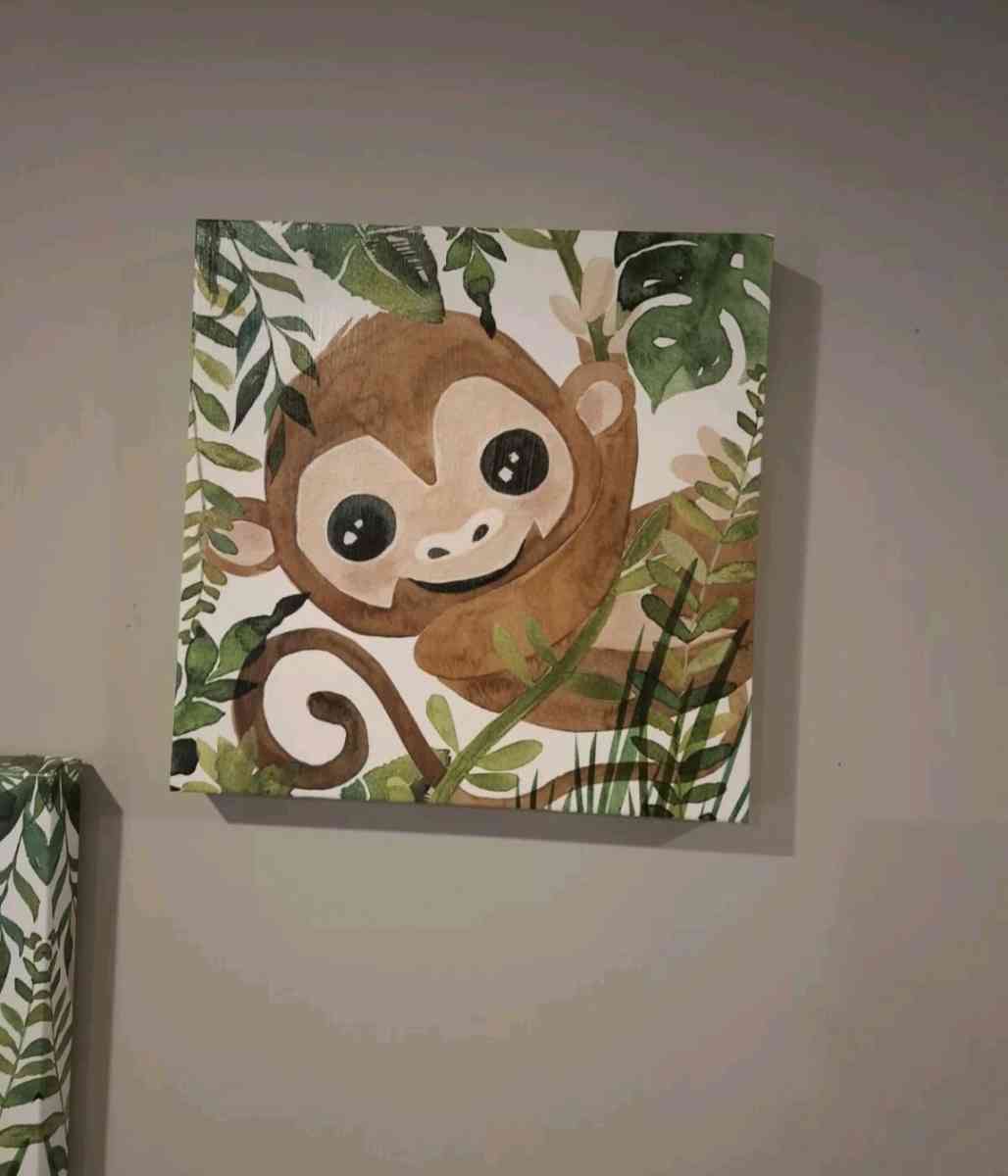 3  Hobby Lobby Nursery Canvas Wall Decor  Baby Tiger Orangu