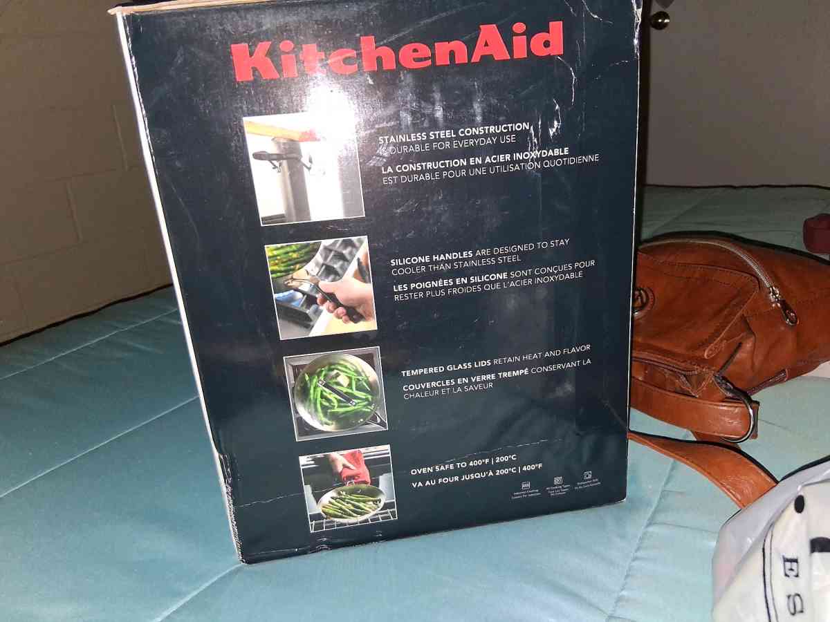 KITCHEN AID 10 piece stainless steel cookware set