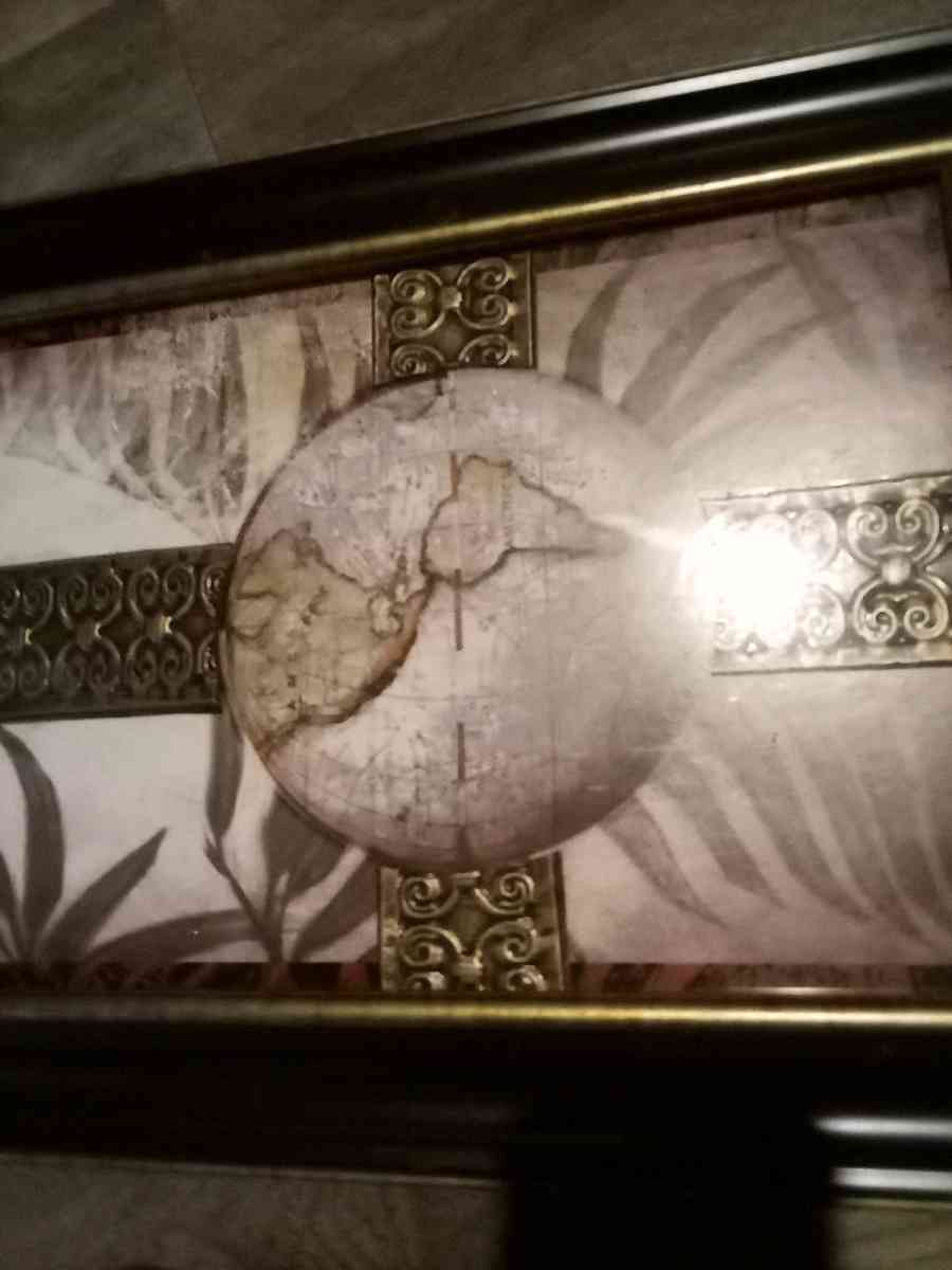 framed picture with double globes