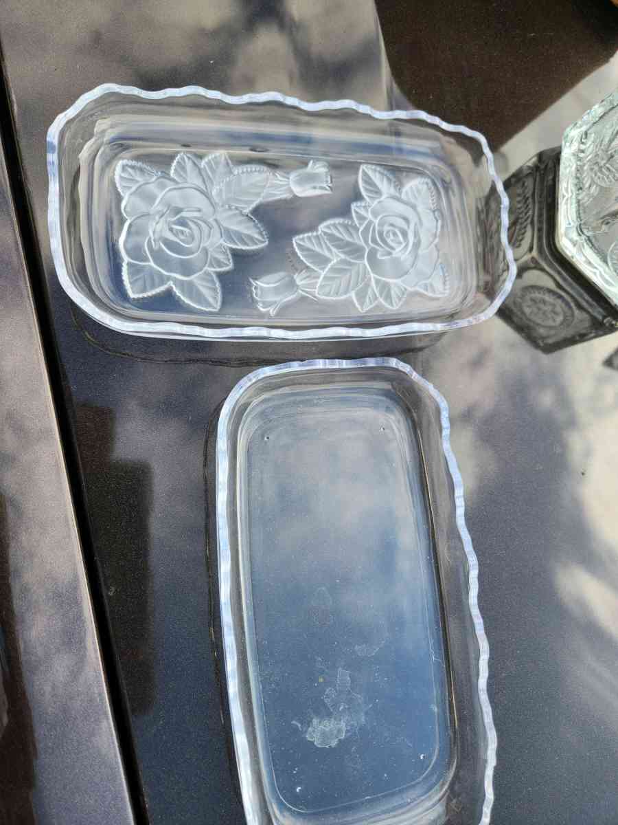 cristal platter and matching candy or dip dish