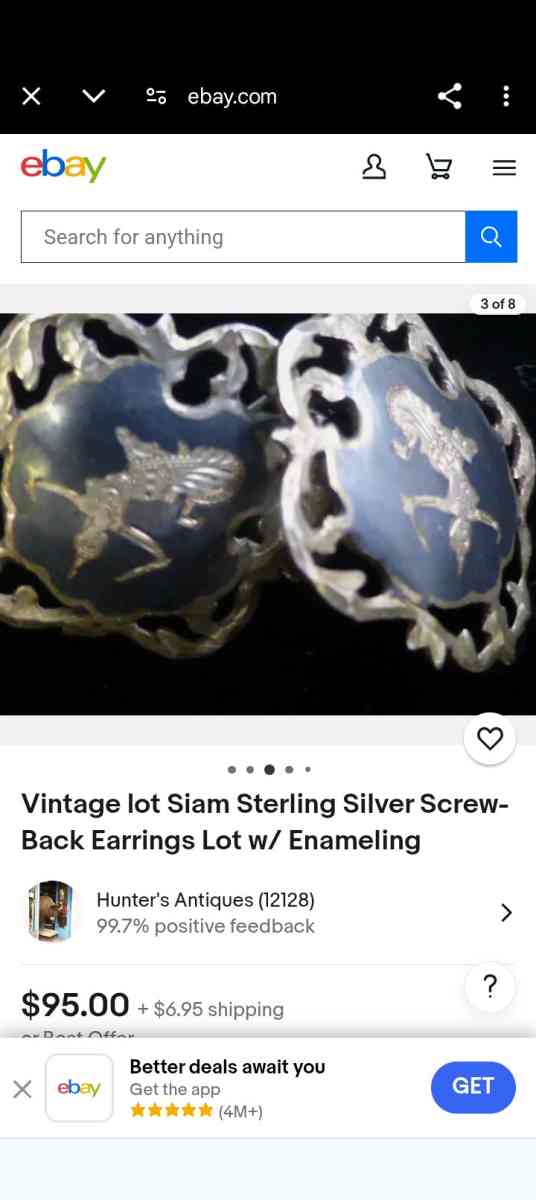 Siam sterling silver earrings enameled