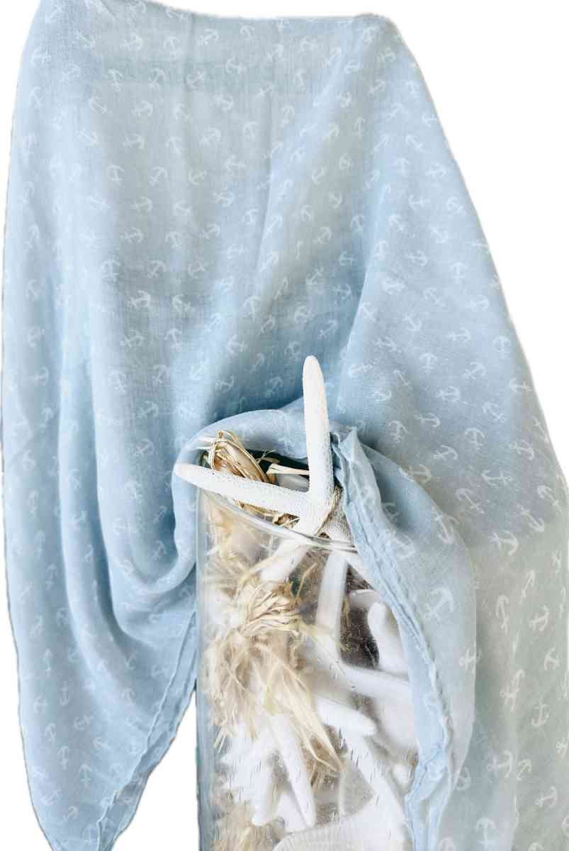 Coastal Elegant Infinity Sheer Scarf Resort  Nautical Anchor