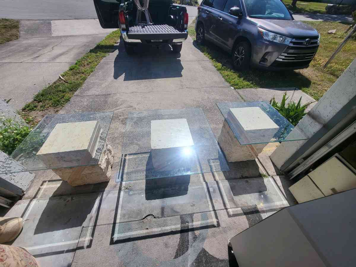 Postmodern Tessellated Mactan Stone Console Table w Polished