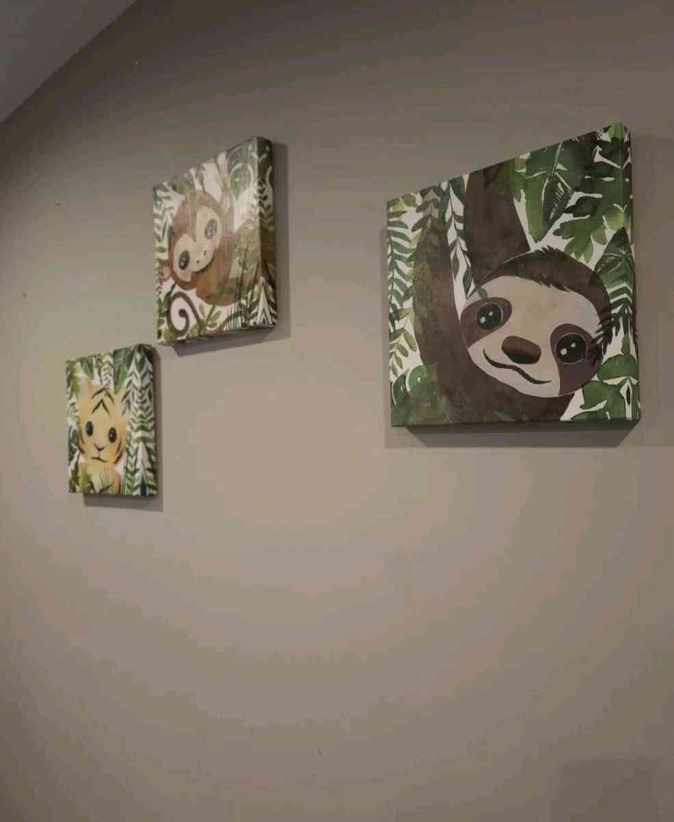 3  Hobby Lobby Nursery Canvas Wall Decor  Baby Tiger Orangu