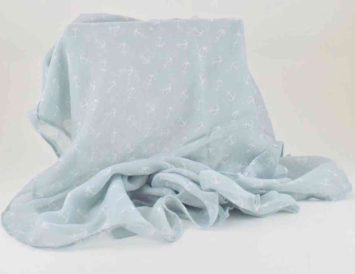 Coastal Elegant Infinity Sheer Scarf Resort  Nautical Anchor