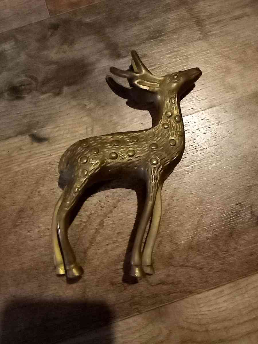 vintage brass deer head up four inches
