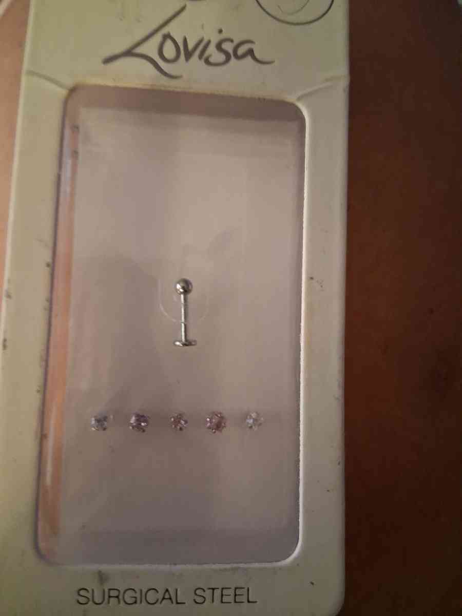 16g 8mm Length straight bar 6 different jewels and 1 ball