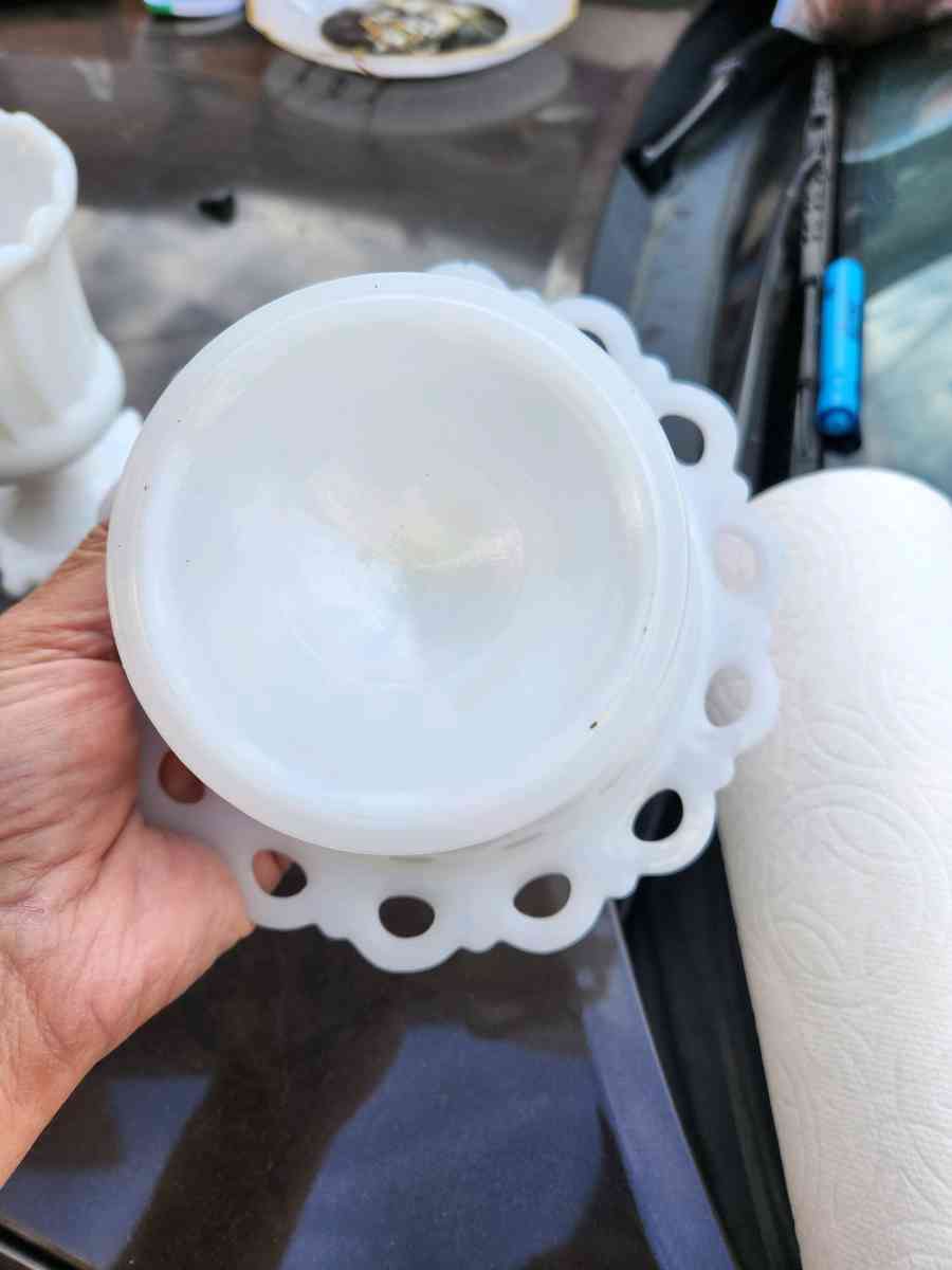 vantage white milk glass at least 50 years old