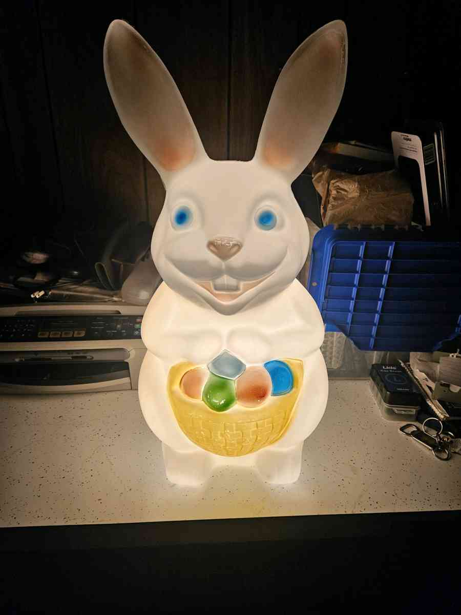 Vintage light up easter bunny blow mold