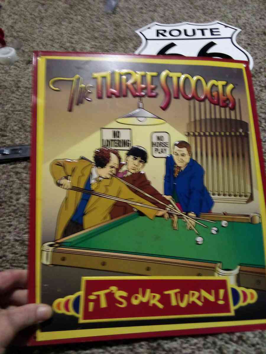 three stooges sign shooting pool