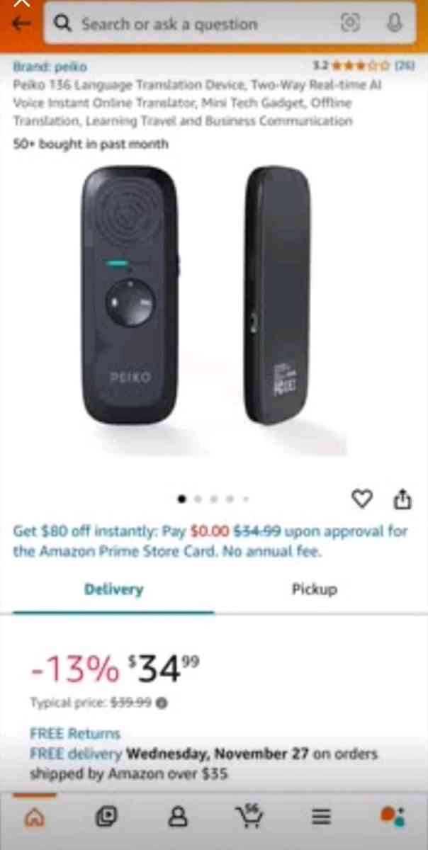 Peiko 136 Language Translation Device TwoWay Realtime AI Voi