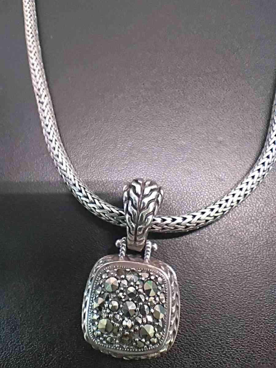 John Hardy Nordstroms silver and diamond pave necklace