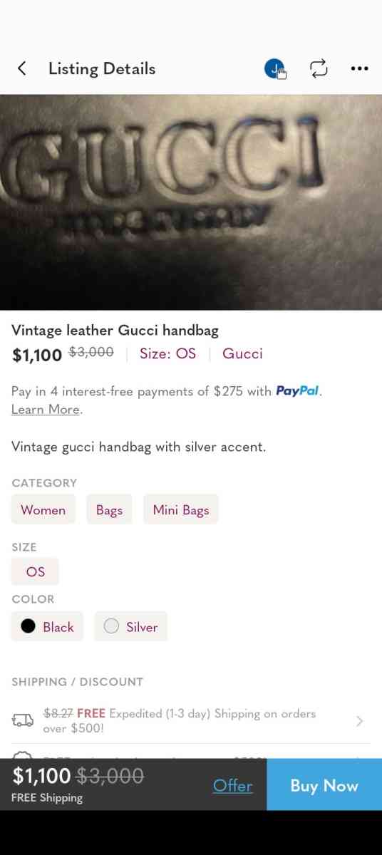 Gucci black leather handbag