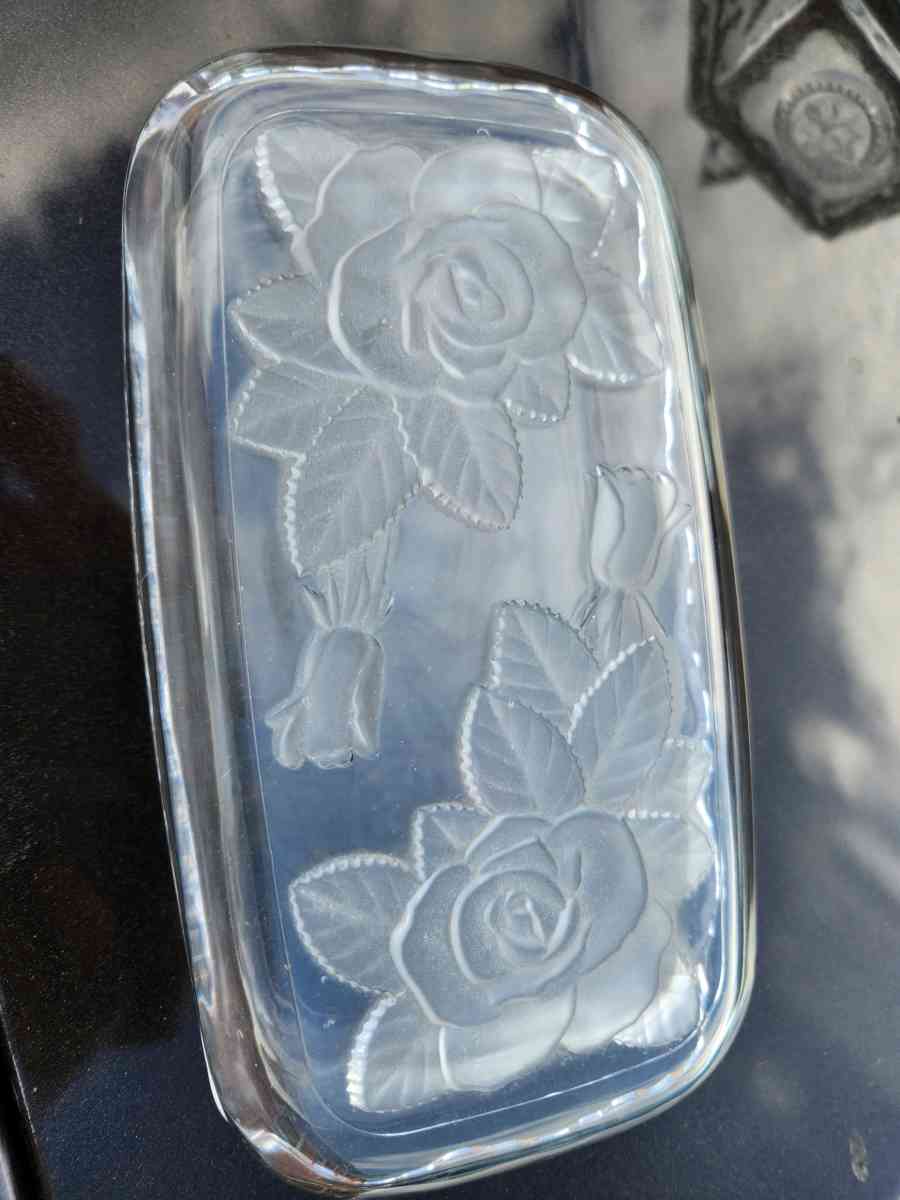 cristal platter and matching candy or dip dish