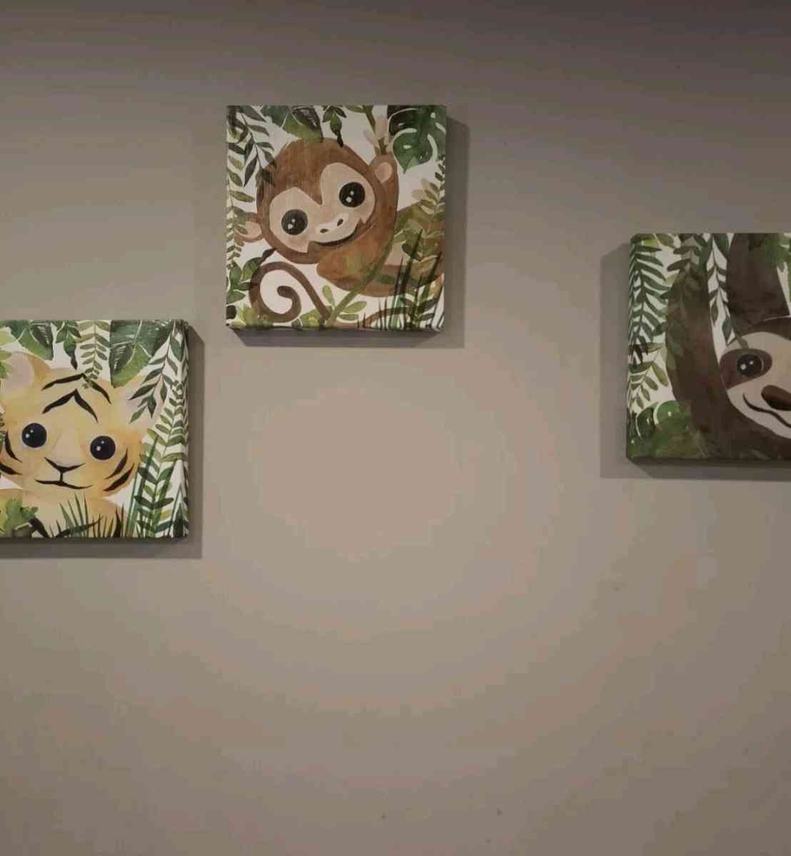 3  Hobby Lobby Nursery Canvas Wall Decor  Baby Tiger Orangu