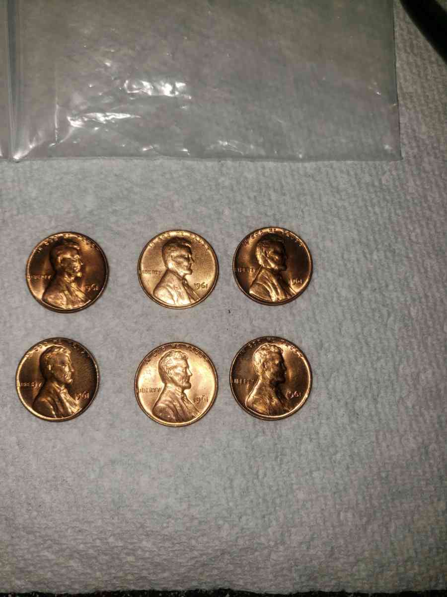 6 excellent condition 1961 No Mint Pennys