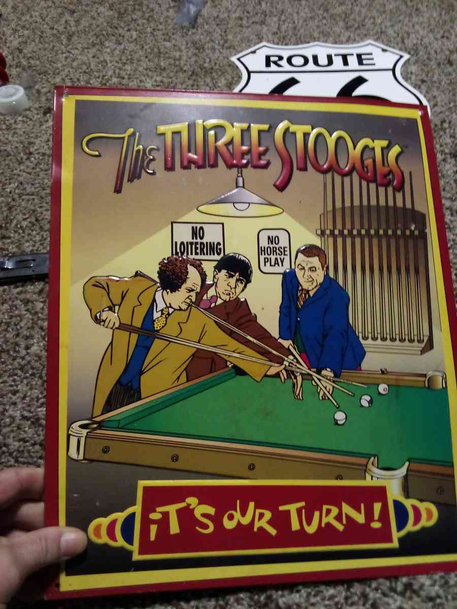 three stooges sign shooting pool