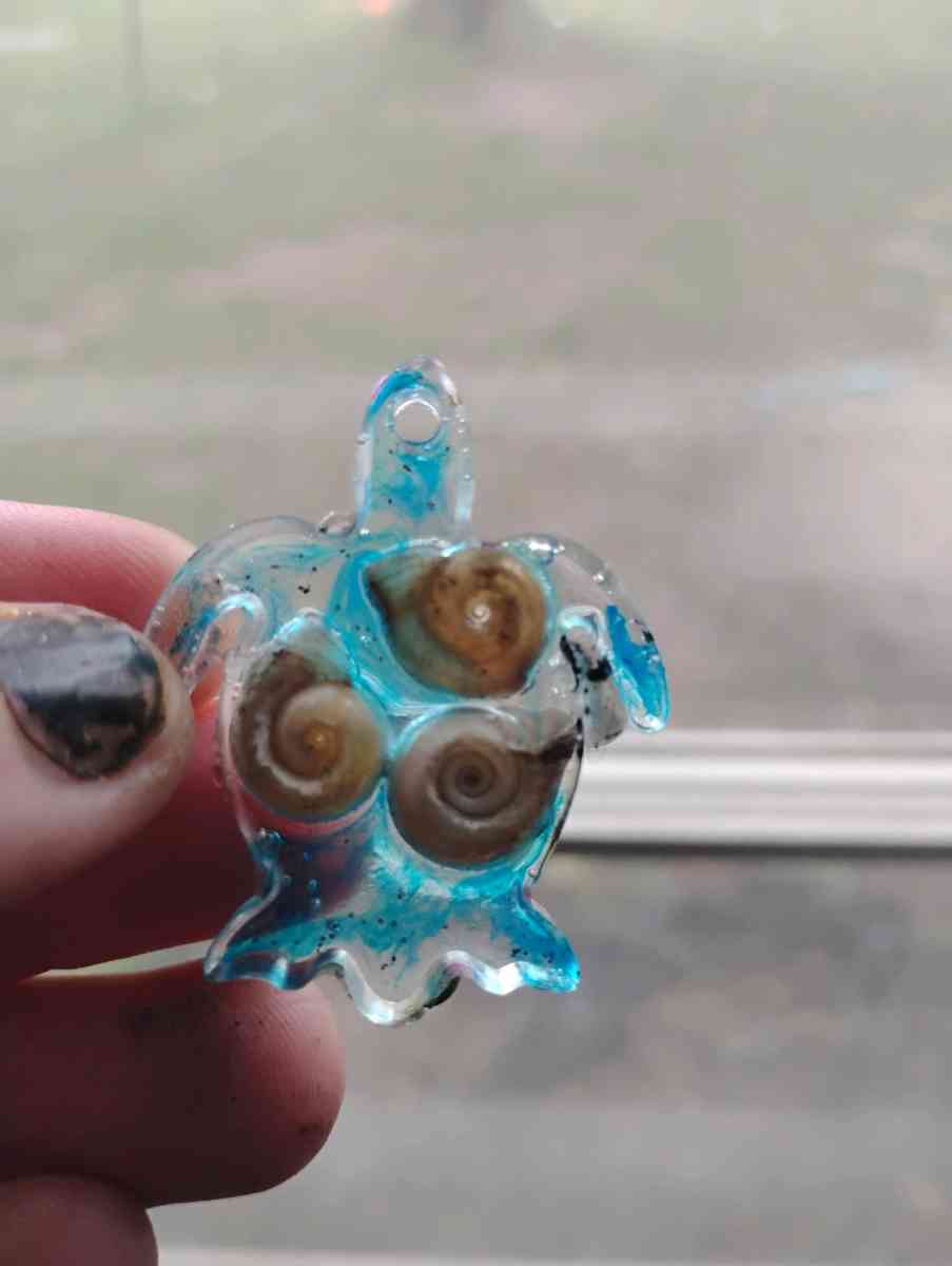 ocean inspired Resin Turtle earrings with seashells