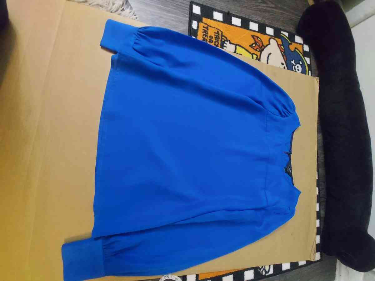 J Crew Factory Blue Long Sleeve Blouse Size XXS