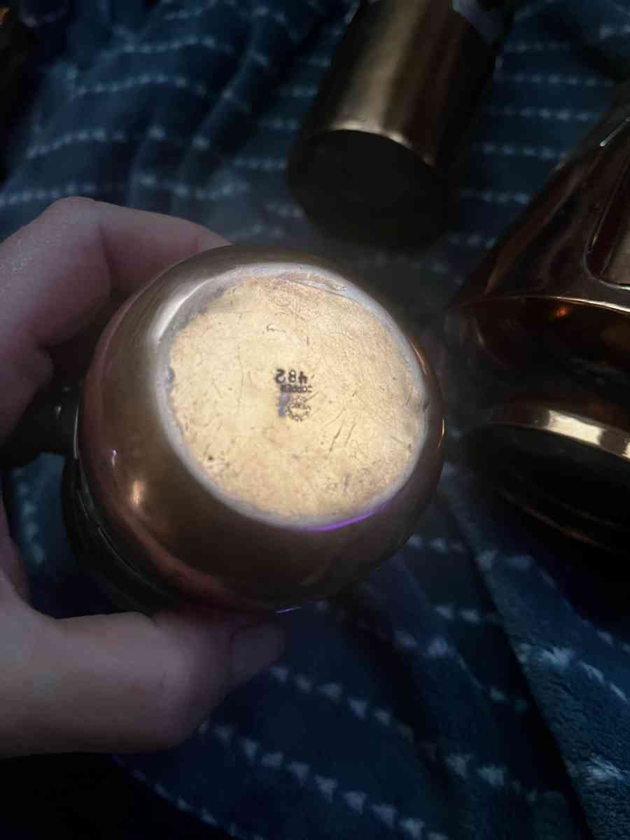 copper and silver Teaset