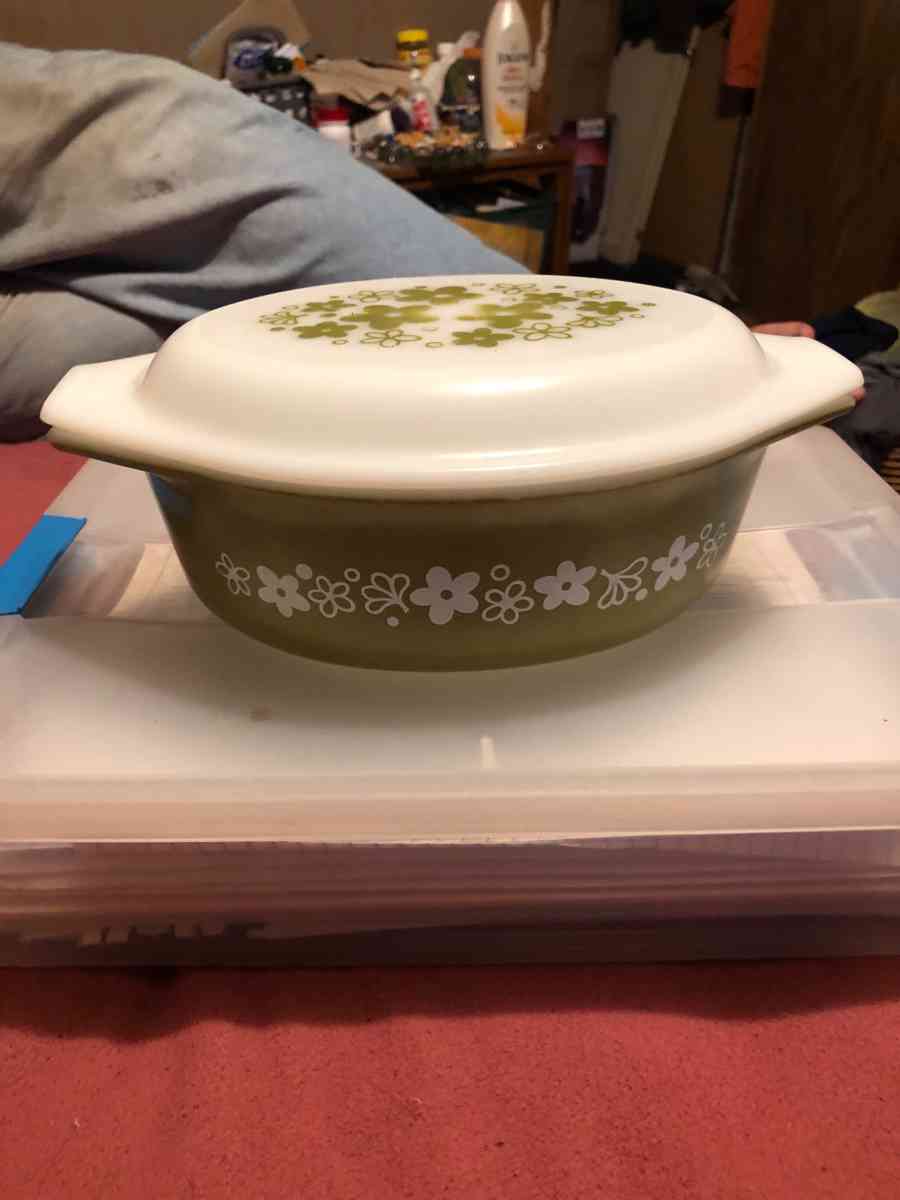 Pyrex 1 and half inch it is green with flowers on it